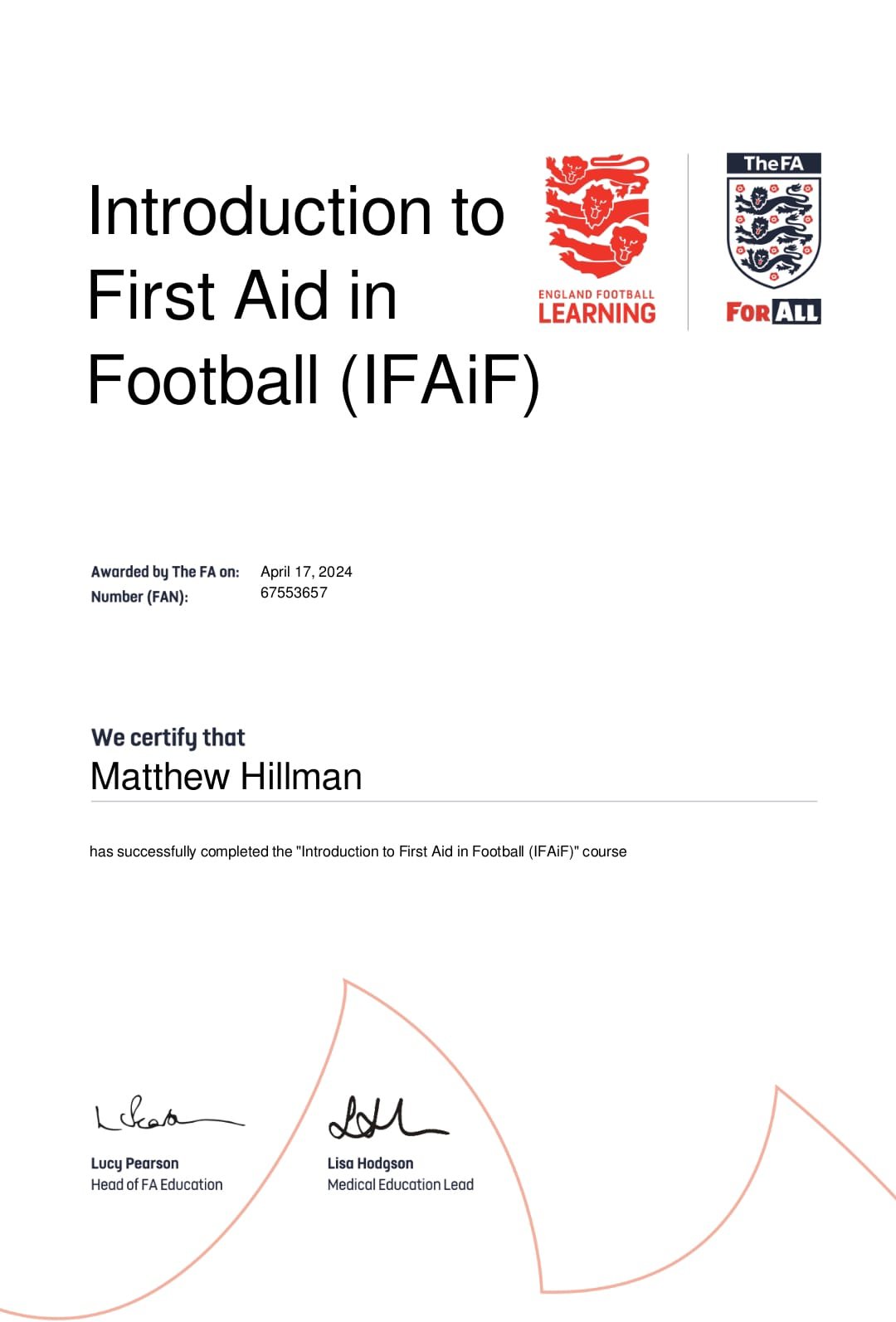 FA Introduction to First Aid in Football