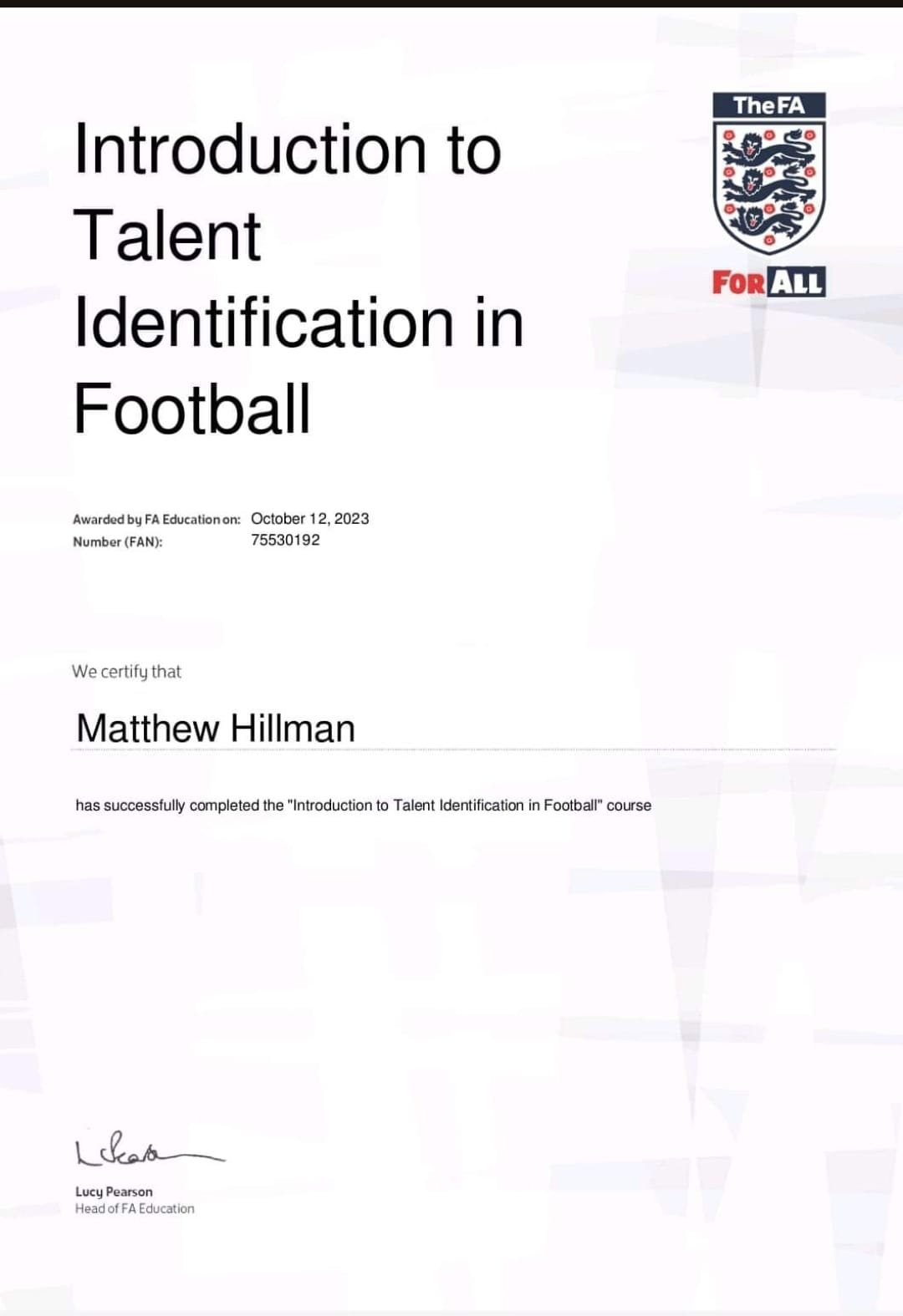 FA Introduction to Talent in Football