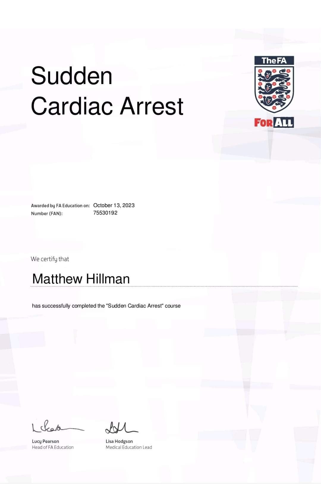 FA Sudden Cardiac Arrest Awareness